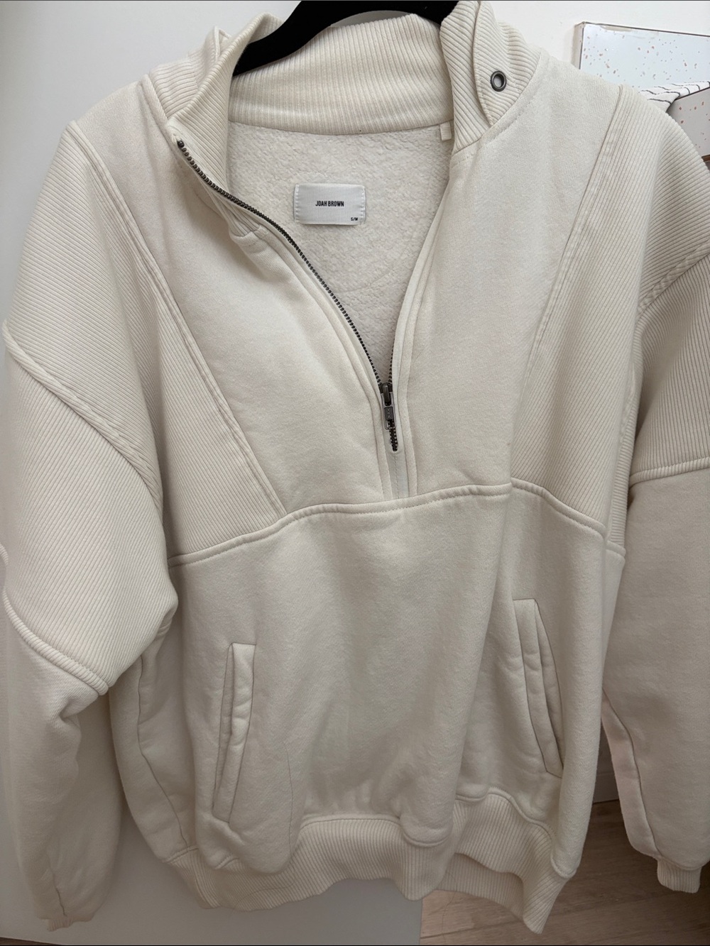 Joah Brown Cream Sherpa Zip Sweater